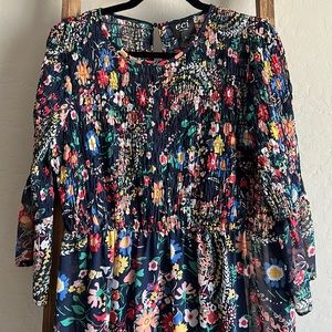 EUC smocked Floral Maxi